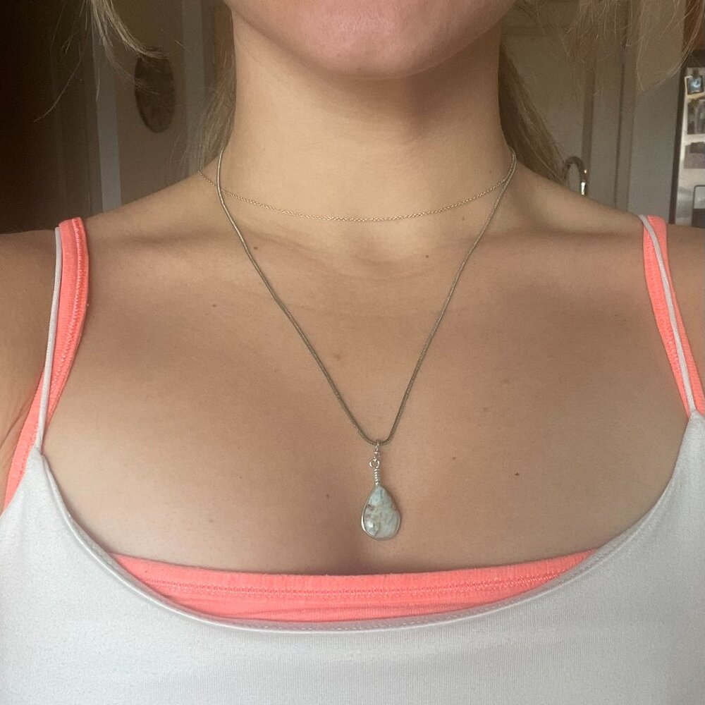Larimar Pendant Necklace on Silver Chain - Picture 3 of 8